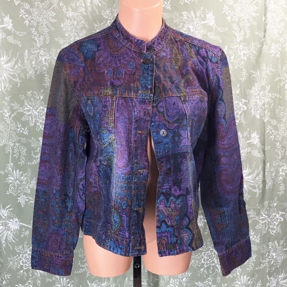 Chico's Multi-Colored Paisley Print Jean Jacket - Picture 5 of 15
